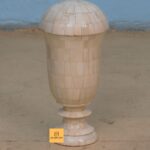 Leelawati Arts : Wooden Bone Inlay Round Shape White Color Vase Design Storage Box