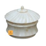 Leelawati Arts : White Color Home Decorative Carving Round Shape Storage Box