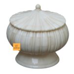 Leelawati Arts : Home Decorative Round Shape White Color Carving Design Jewelry Box