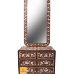 Leelawati Arts : Wooden Mother Of Pearl 4 Drawer Bedside Table And Mirror Frame Dresser