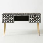 Leelawati Arts : Wooden Bone Inlay Desk Console Writing Desk
