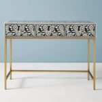 Leelawati Arts : Wooden Bone Inlay Desk Console Table Writing Desk