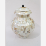 Handmade  White Mother Of Pearl Round Vases Storage Pot