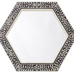 Leelawati Arts : Wall Decor Bone Inlay Floral Design Black Color Mirror Frame